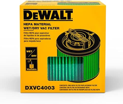 DeWalt DXVC4003 HEPA Patron-Szűrő, Alkalmas 4 Liter Nedves/Száraz Porszívó, Kompatibilis a DeWalt DXV04T, DXV05P, DXV05S,