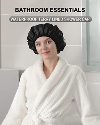 YIZIJIZI Terry Bélelt zuhanysapka, háromrétegű Nagy zuhanysapka a Nők, Újrafelhasználható zuhanysapka a Hosszú, Sűrű