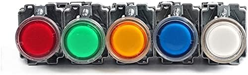 TWRQA 22mm Pillanatnyi XB2-BW3361 Kerek Nyomógomb Kapcsoló LED/Neon Fény 1NO 24V/AC220V/AC380V (Szín : Zöld, Nem, Méret