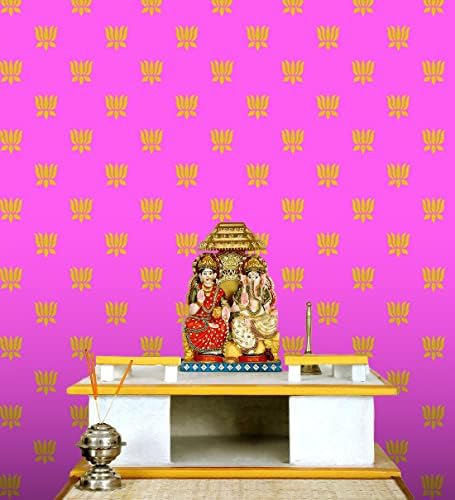 SATVIK 8x4ft. Rózsaszín Anyagból Hátteret Pooja Pujan Dekoráció Lótusz Virágos Nyomtatás Indiai Hagyományos Ünnepi Puja