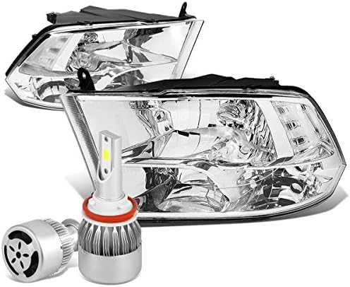 Kompatibilis a Dodge Ram 4. Gen Pár Chrome Ház Tiszta Sarokban Quad Fényszóró + H8 LED átalakító Készlet W/Ventilátor
