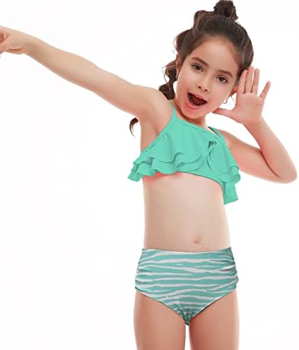 Fürdőruha Baba Lányok Bikiniben Két Darab Strand Viselet Fürdőruha Gyerekek, a kislányok virágmintás Fodros Fürdőruha